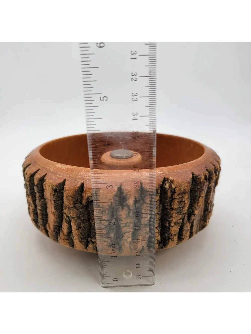 Handmade Wood Nut Bowl With Live Edge & Center Knob - Picture 4 of 5